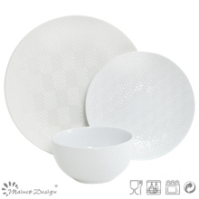 18PCS Lozenge Shape Debossed Ceramic Dinner Set